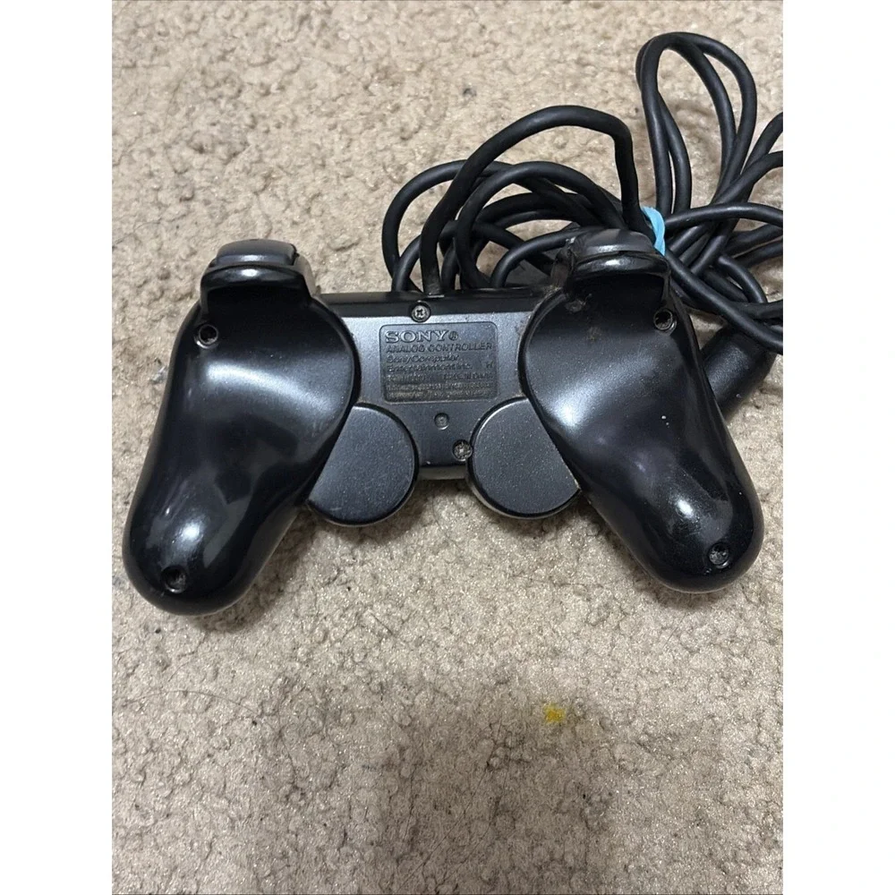 Lot Of 3 Sony Ps2 Controllers Clear Smoke Transparent Blue And Original Black